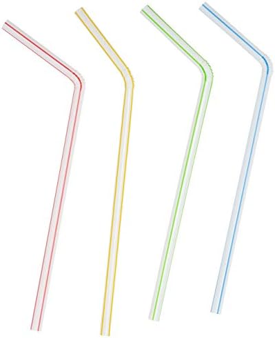 [400 חבילה] גמיש חד פעמי פלסטיק שתיית קשיות-7.75& 34; גבוהה-מגוון צבעים פסים…